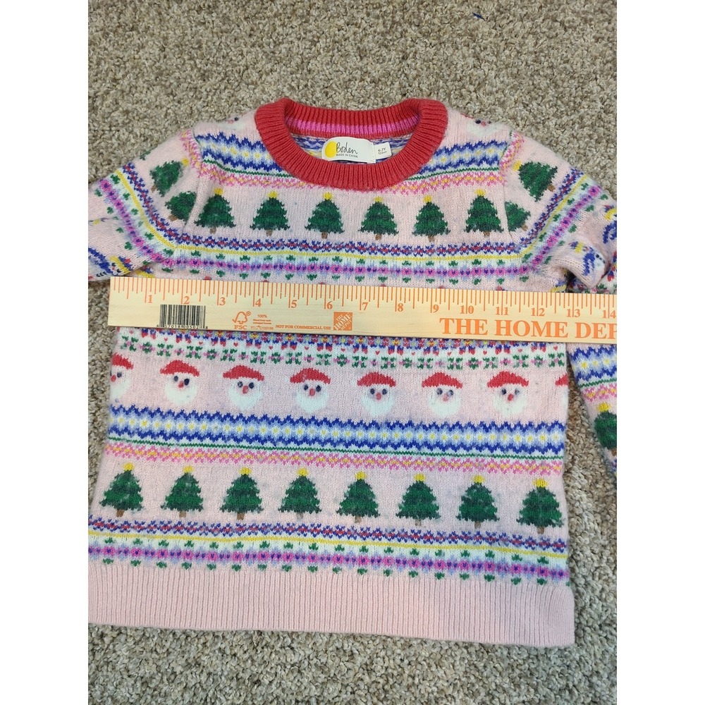 Mini Boden Girls Fair Isle Holiday Christmas Pink Sweater Size 6/7 - Picture 5 of 7